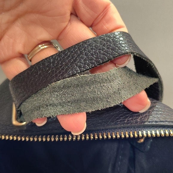 Vera Pelle Convertible Backpack Purse Bag Navy With removable Straps Italy Made